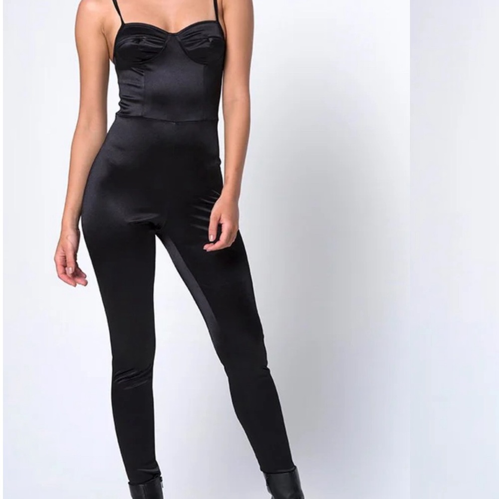 Motel spandex silky black cat suit